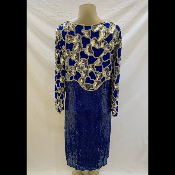 VTG 80s Xoanon Sz M Embellished Knee Length Dress - Picture 6 of 11